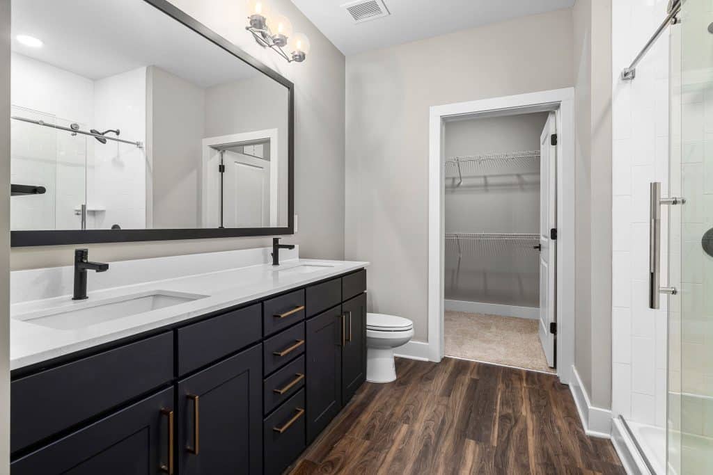 Bathroom with double vanities